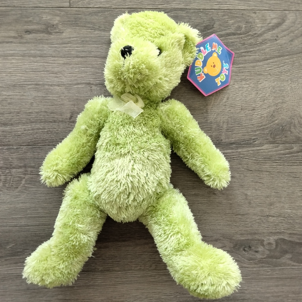 Green Chenille Bear Kuddle Me Kellytoy Stuffed Plush 16 inch 2005